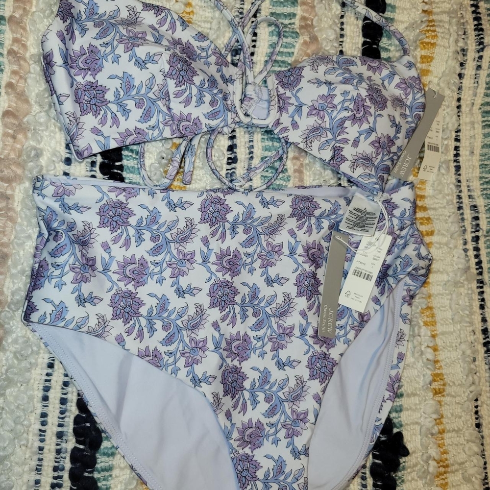 Floral Bikini Set in Purple and White